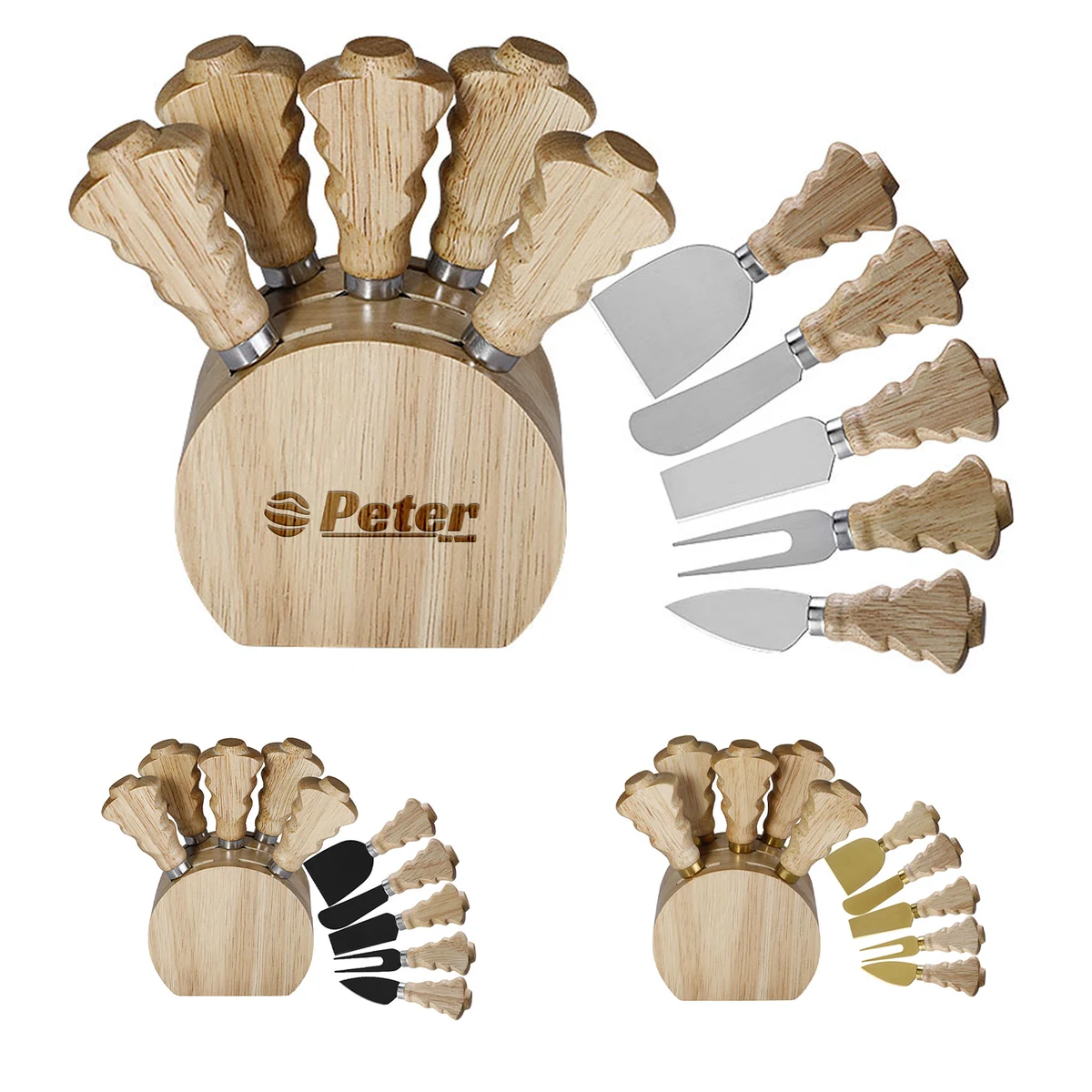 5 Piece Stainless Steel Christmas Tree Cheese Knife Set 1