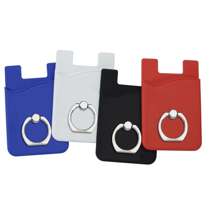 Silicone cell phone wallet card with Ring Grip 1