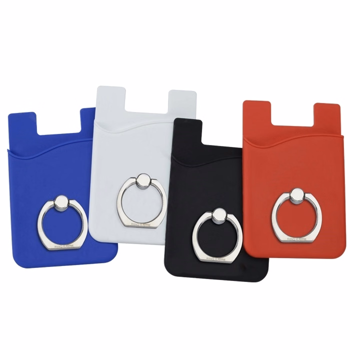 Silicone cell phone wallet card with Ring Grip