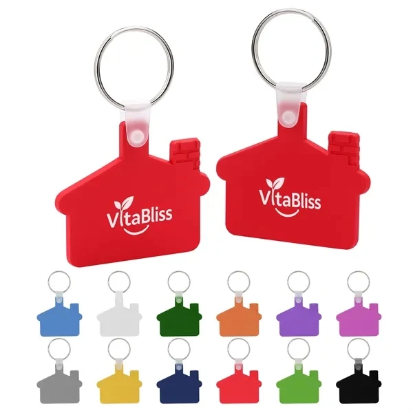 Custom House-Shaped Soft PVC Keychain with Metal Ring — Real Estate Promo Tag 1