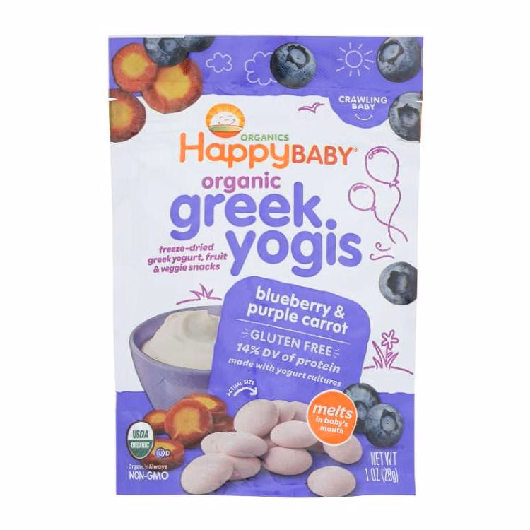 Happy Baby Greek Yogis 8pk - Blueberry and Purple Carrot