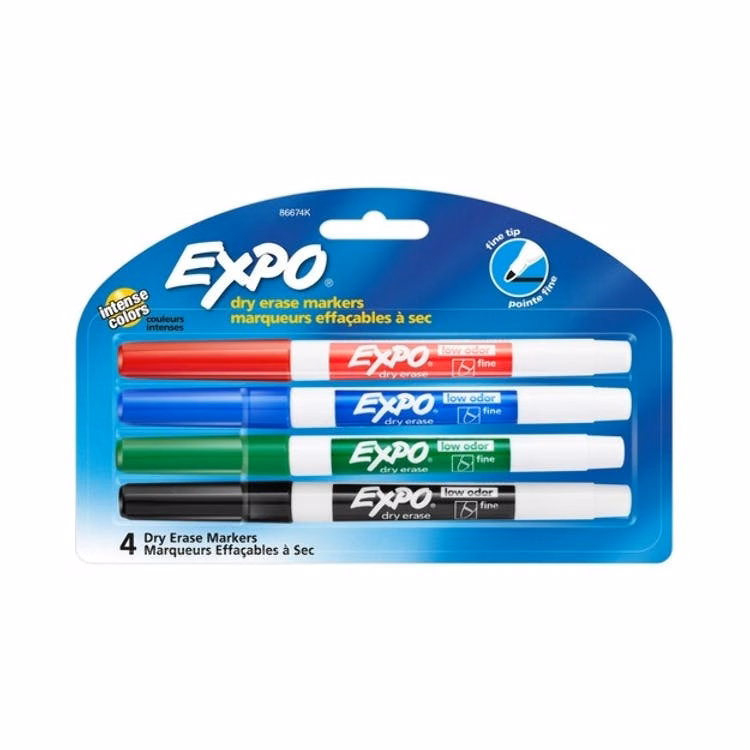 Dry Erase Markers - Assorted 4 Pack
