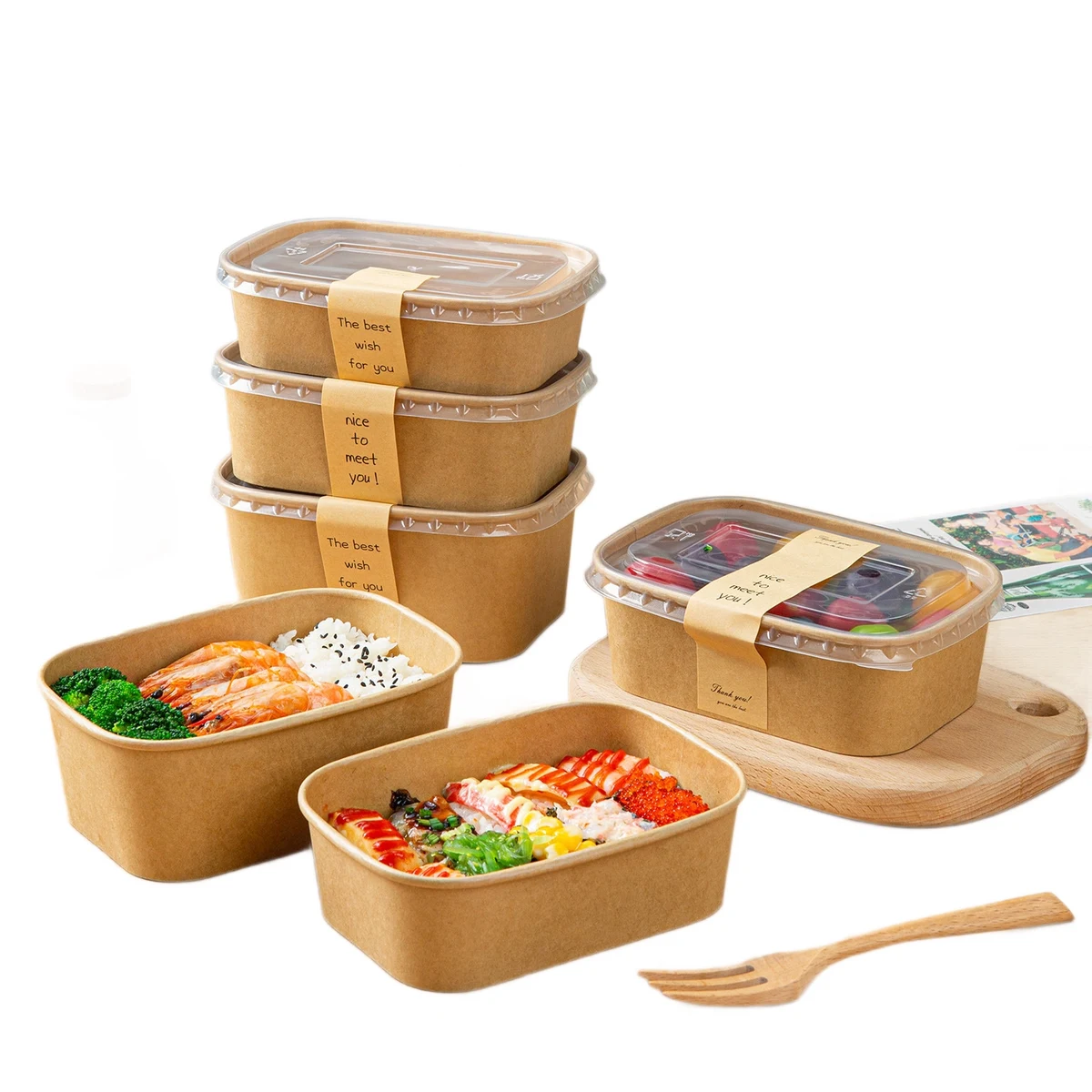 580ml Disposable Kraft Paper Food Container 1