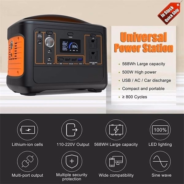 600W Emergency Solar Power Pack Back Up Station