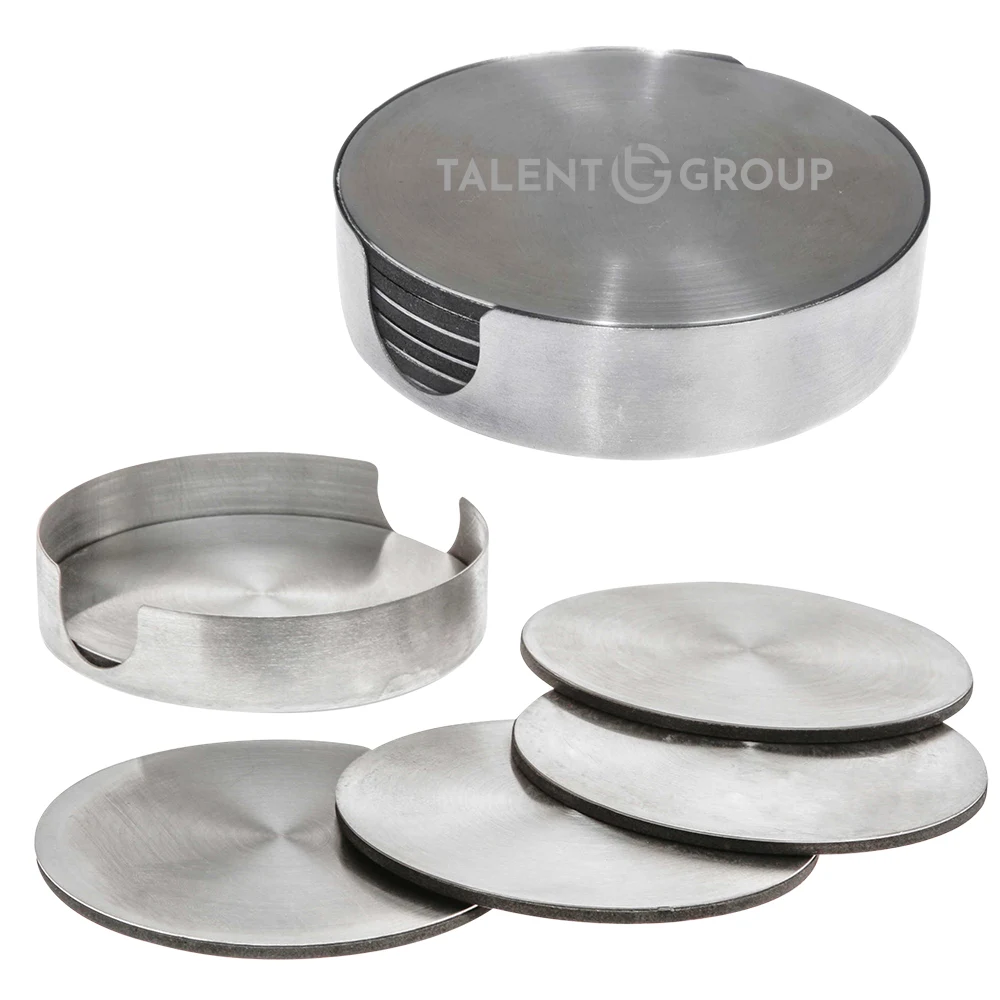6 Piece Stainless Steel Coaster Set 1
