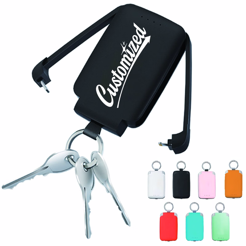 Mini Keychain Power Bank with LED Flashlight