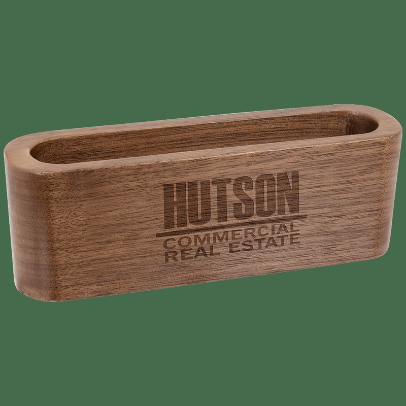 4 1/2" Walnut Wood Business Card Holder