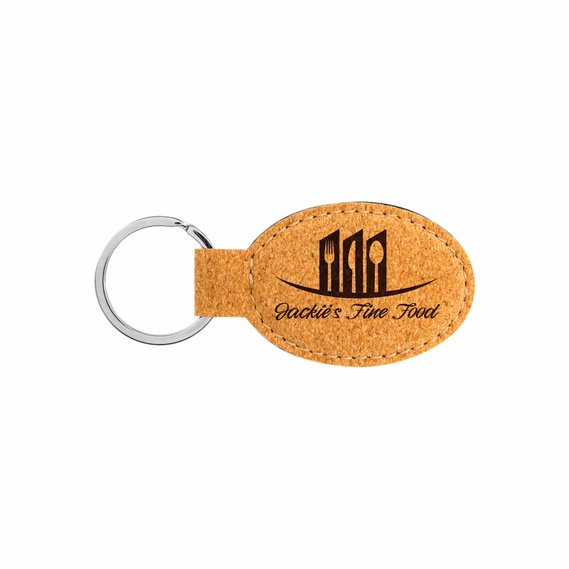 Cork Oval Keychain