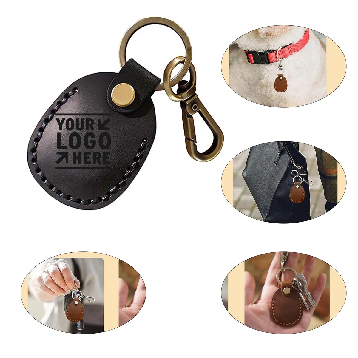 Leather Airtag Holder Keychain 1