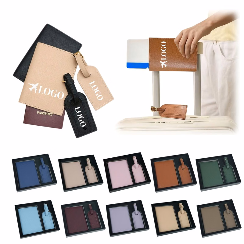 Pu Passport Holder And Luggage Tag Set