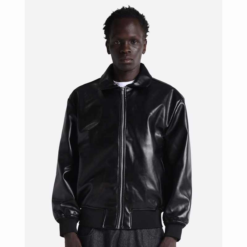 Unisex PU Leather Collared Varsity Jacket - SHPVB