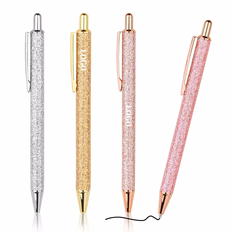 Cute Metal Ballpoint Pen Beautiful Love Glitter Powder Wrap