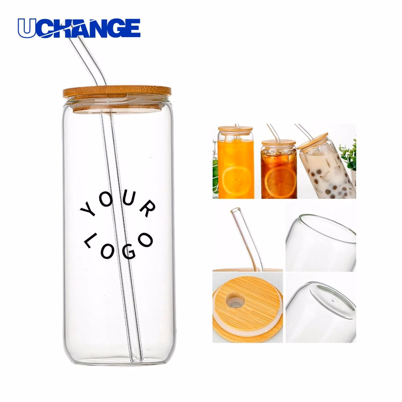 16 oz Glass Tumbler with Lid and Straw
