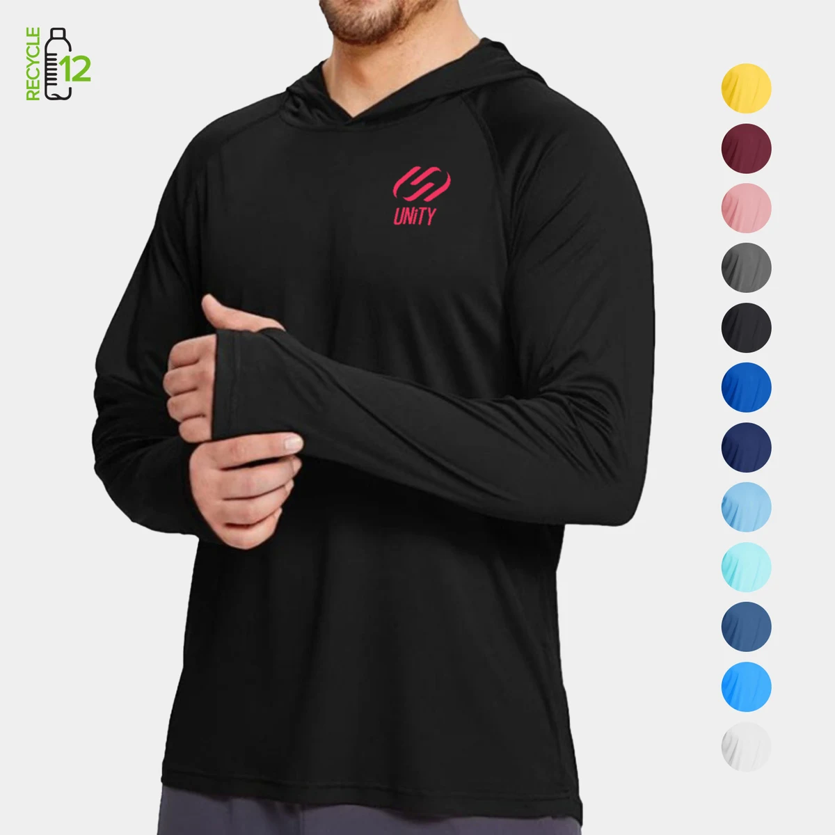 REPREVE® - Men's Recycled Performance Thumbhole Hoodie T-Shirt 1