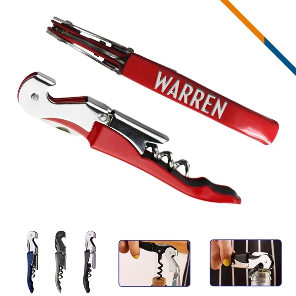 Custom Stainless Steel Wine Opener Multi-Tool Corkscrew — Sommelier Event Barware Gift 1