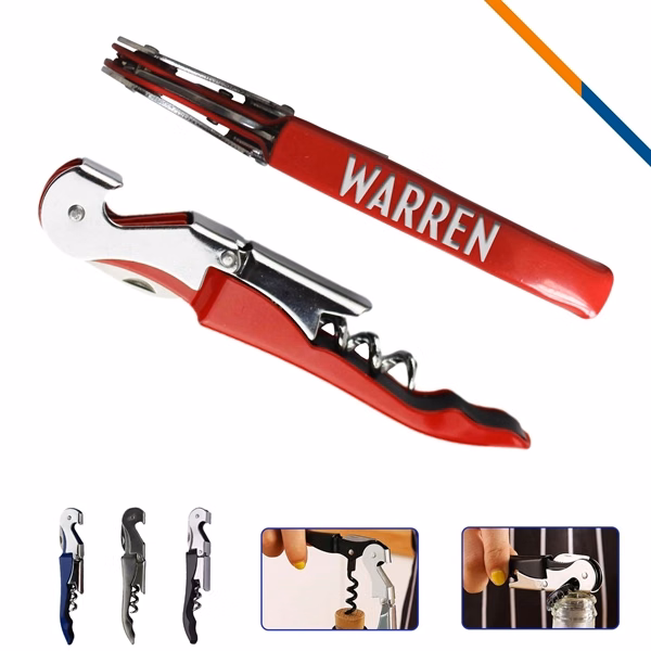 Custom Stainless Steel Wine Opener Multi-Tool Corkscrew — Sommelier Event Barware Gift