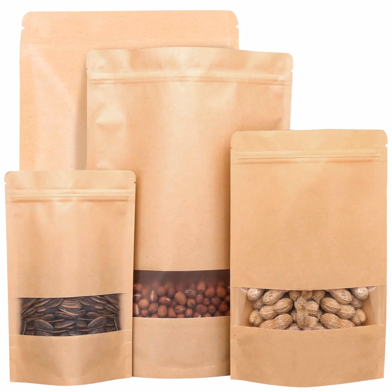 Self-supporting Window Kraft Paper Bag Tea Candy Bag