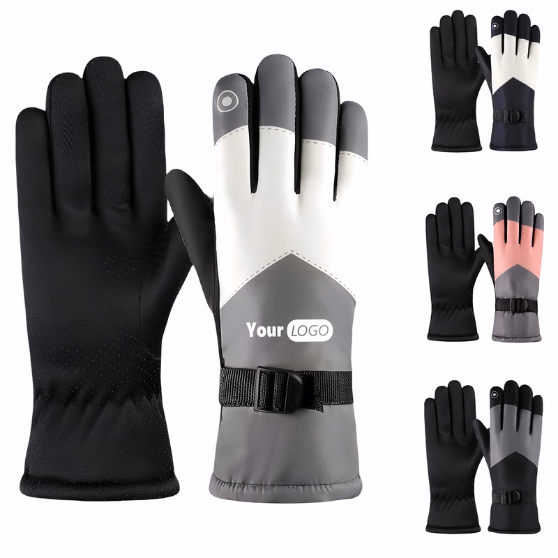 Polyester Solid Color Warm Knitted Gloves