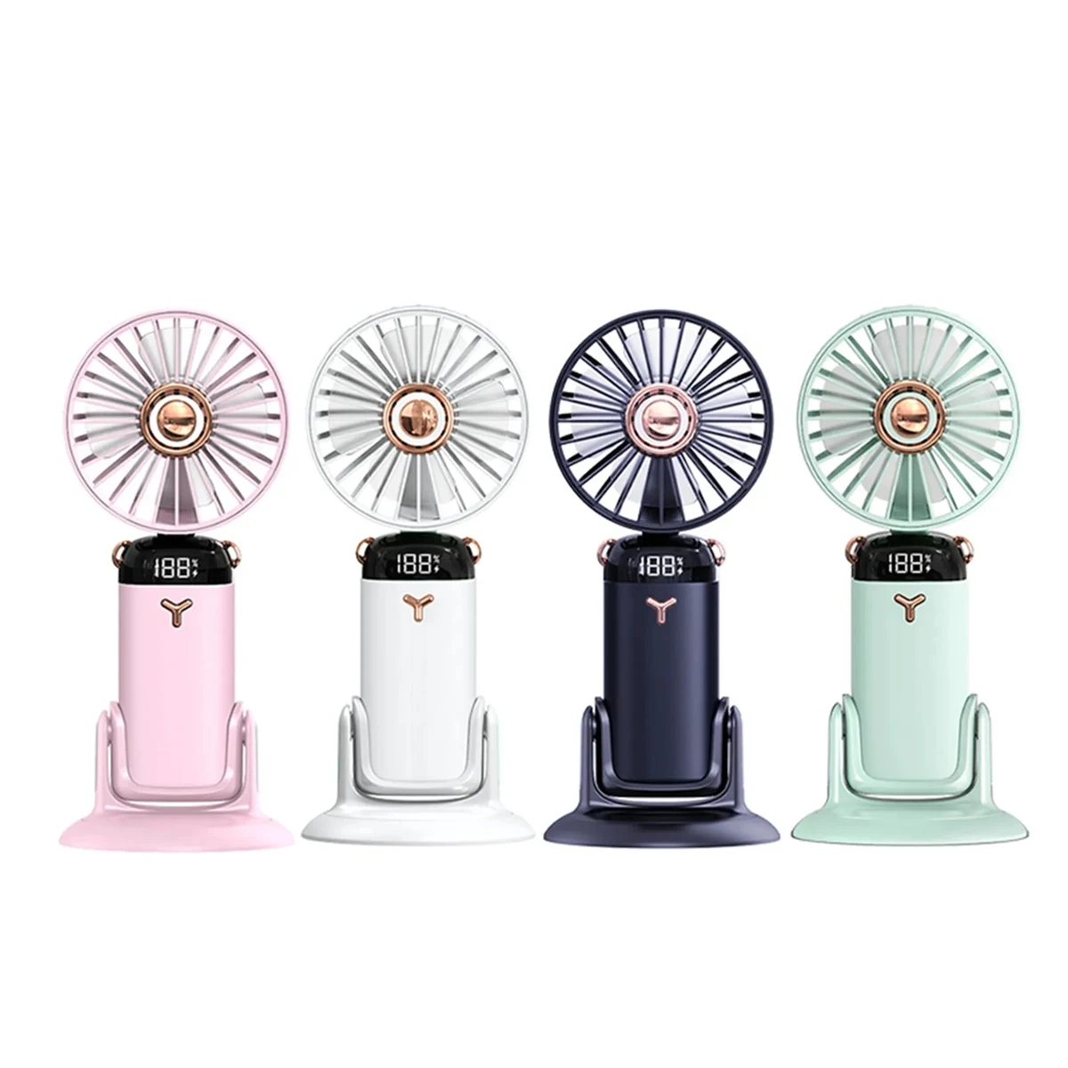 2400 mAh Foldable USB Rechargeable LED Display Handheld Fan 1