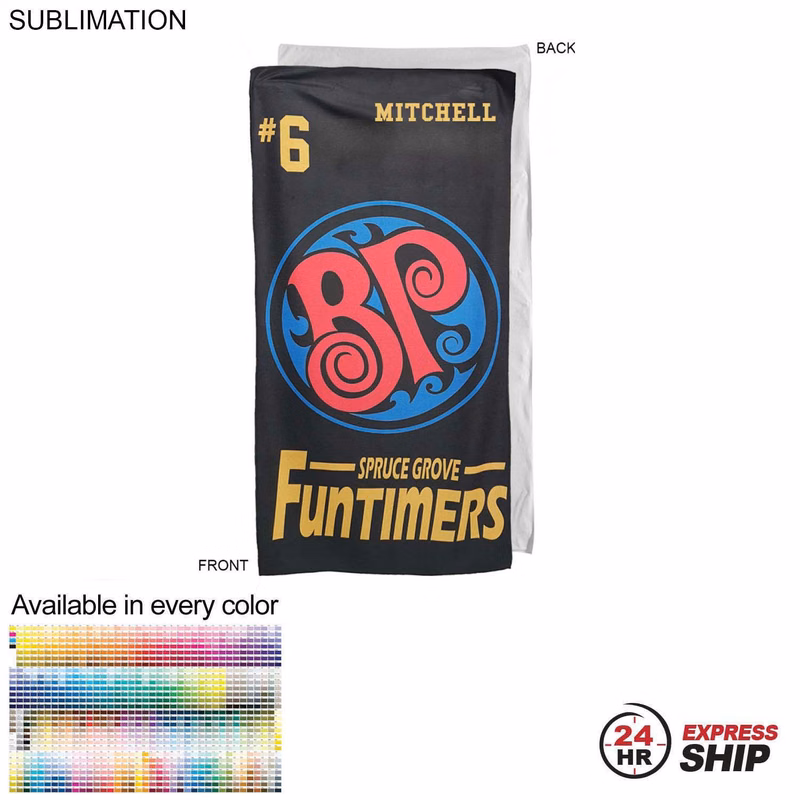 24 Hr Express Ship - Team Towel in Microfiber Dri-Lite Terry, 30x60, Sublimated Shower Towel