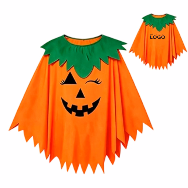 Halloween Party Kids Pumpkin Costume Cape Cloak