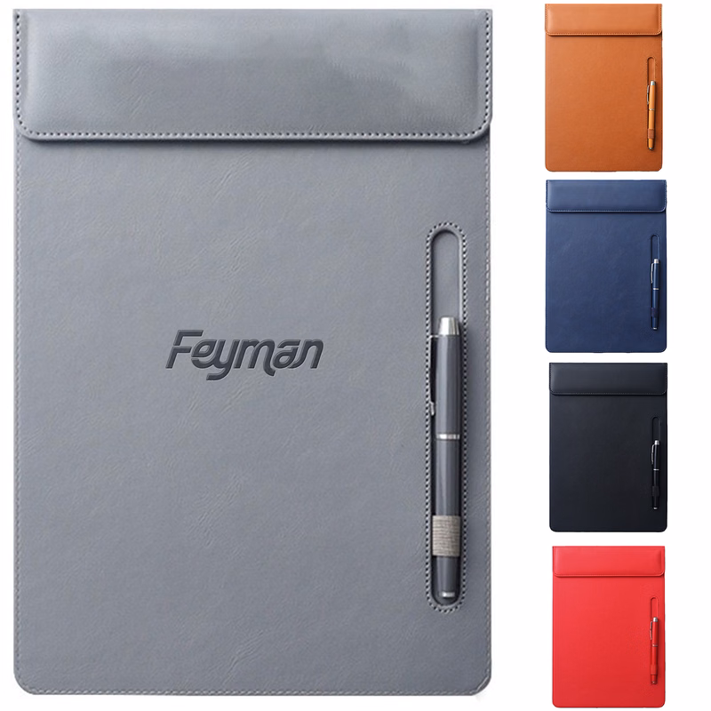 A4 PU Leather Magnetic Clipboard w/ Pen Holder