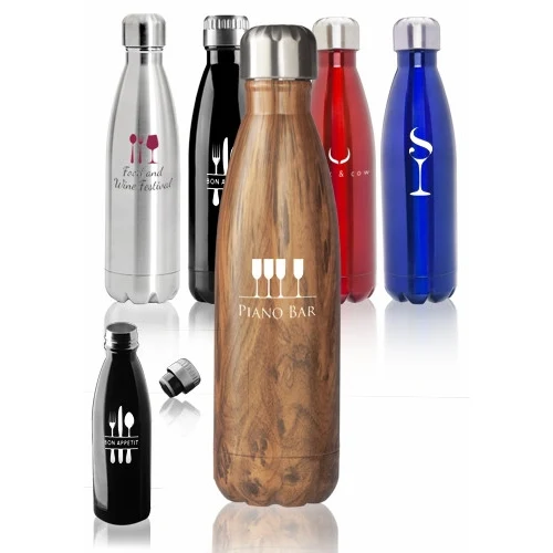 17 oz Stainless Steel Levian Cola Shaped Bottles 1