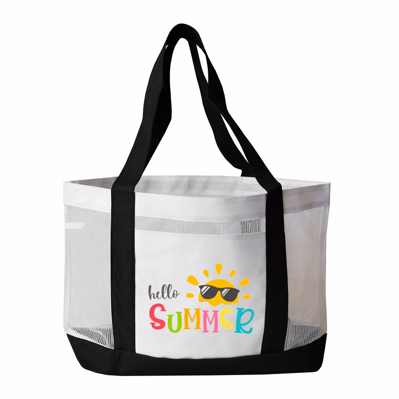 Color Trim Mesh Open Tote