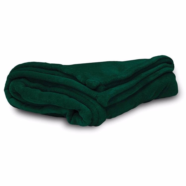 Hunter Green Faux Micro Mink Throw Blanket