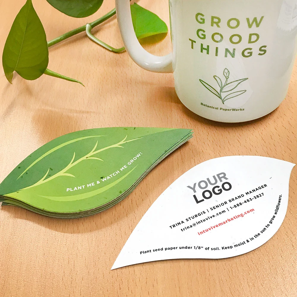 Leaf Shape Seed Paper Business Cards 1