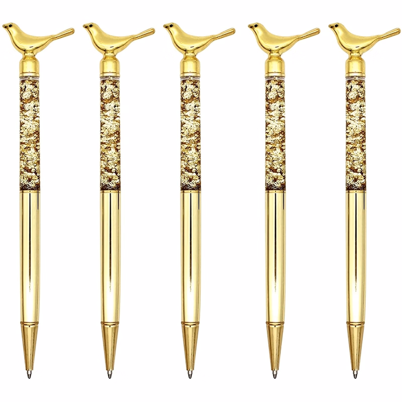 Metal Bling Small Bird Retractable Ballpoint Pen