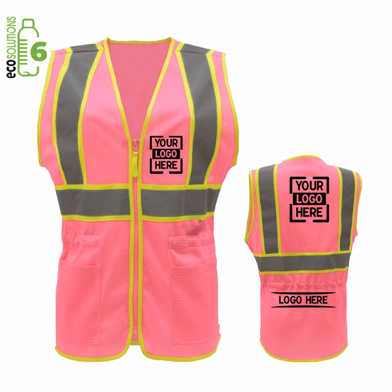 rPET Class 2 Lady Mesh Reflective Tape Safety Vest with 2 Pockets