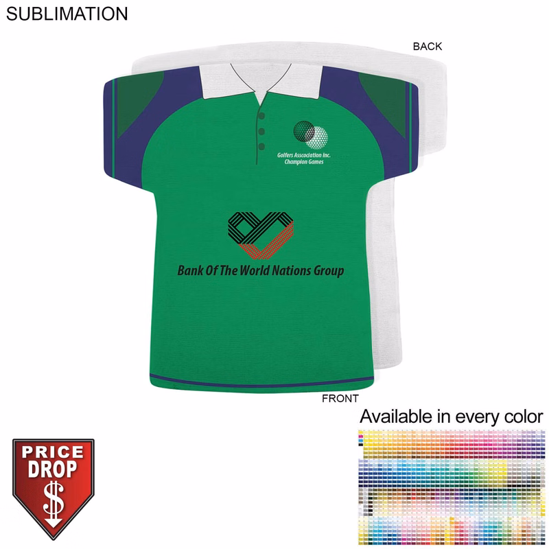 Golf Shirt Shape Microfiber Dri-Lite Terry Keepsake Towel, 18x17, Sublimated Front Side