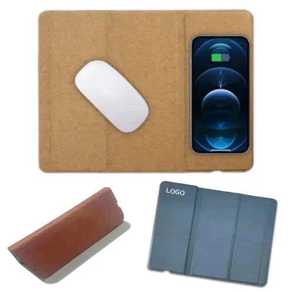 Foldable Cork Mouse Pad with Wireless Fast Charging Mat 1