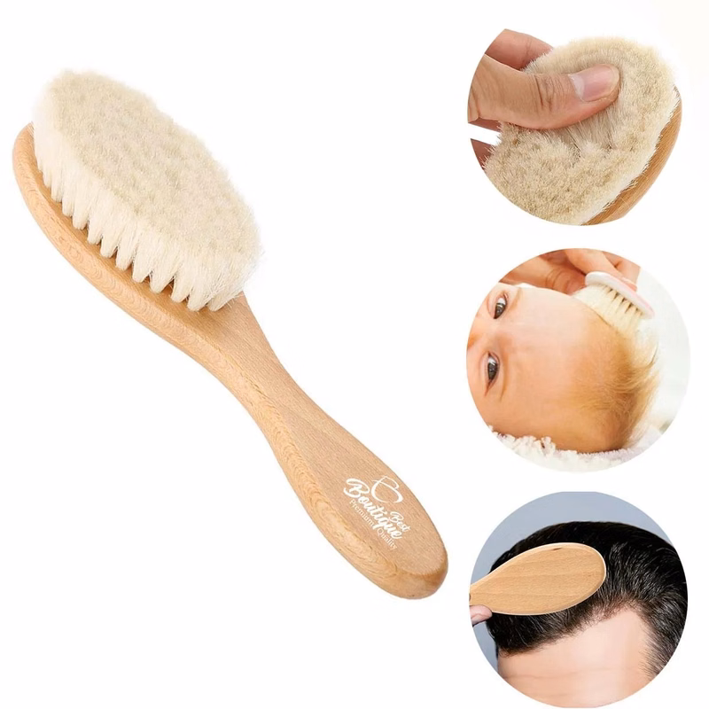 Multifunction Natural Soft Goat Hair Wooden Handle Babybrush
