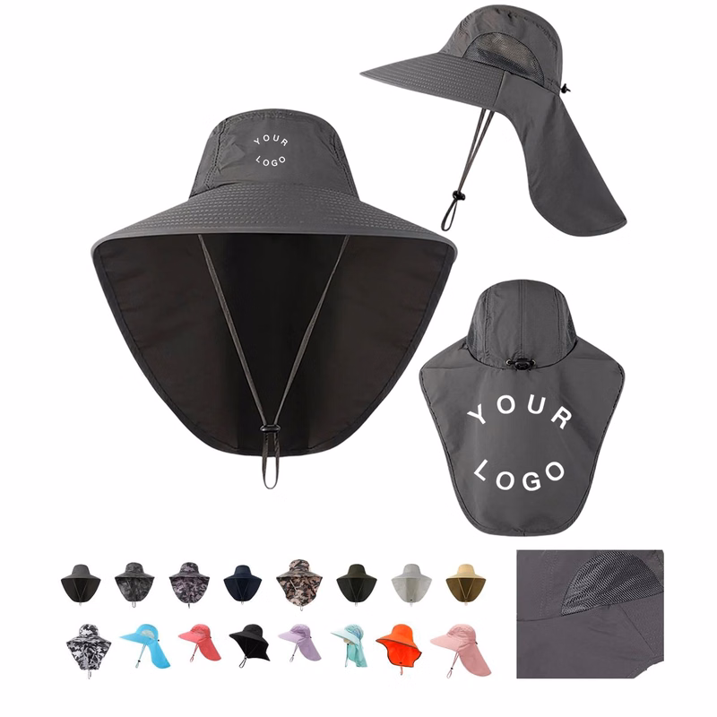 Nylon Sun Hat with Wide Brim and Neck Flap