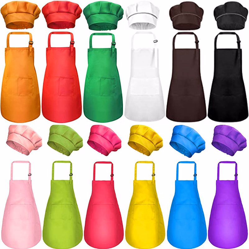 Youth Aprons Chef Hats Set