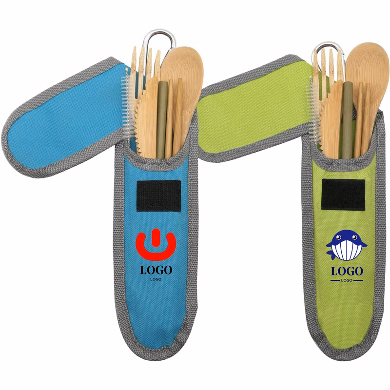 Travel Bamboo Cutlery Set Organic Utensils With Case