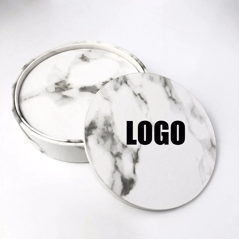 Custom 6 PCS Premium PU Leather Coaster