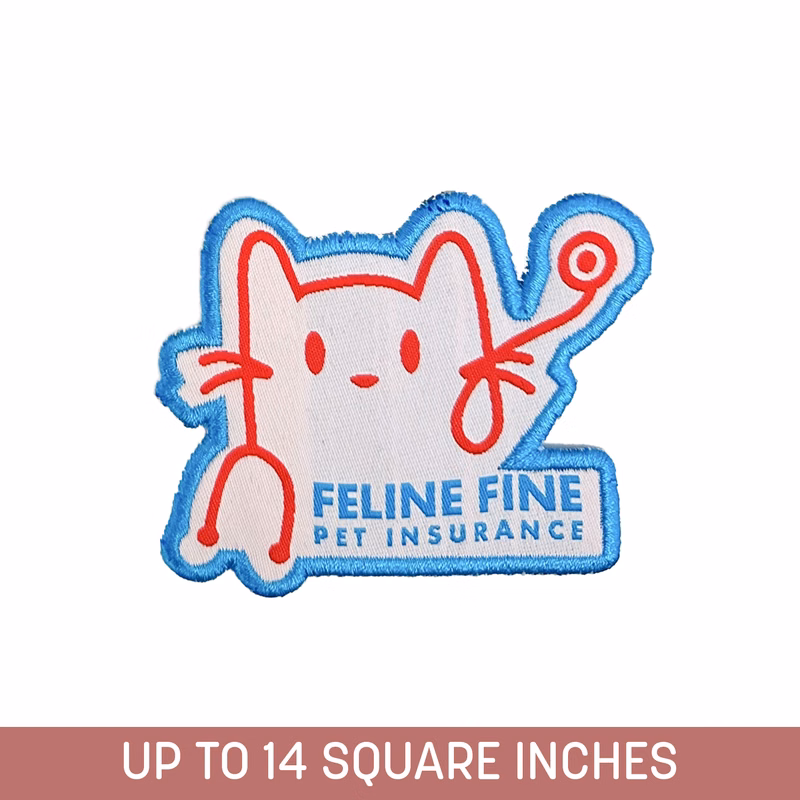 Custom Shape Woven Patch (Iron-On) Up To 14 Sq. In. w/ Embroidered Edge (4-ply)
