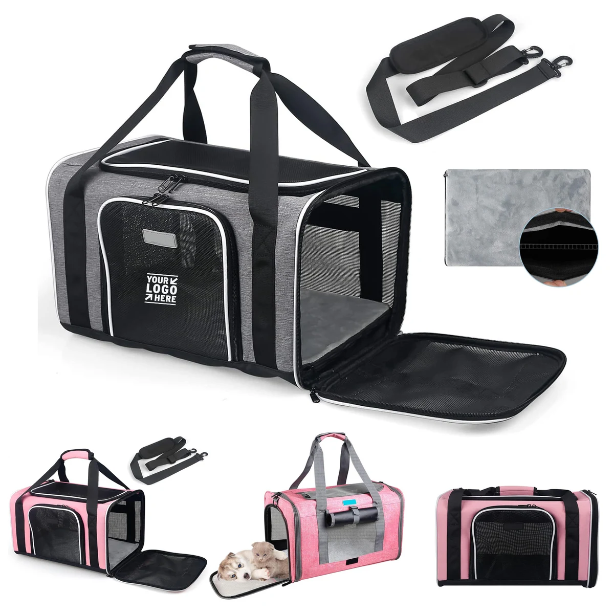 Outdoor Camping Under 18 Pounds Cat Dog Foldable Pet Travel Carrier with 5 Mesh Windows 3 Entrances 1