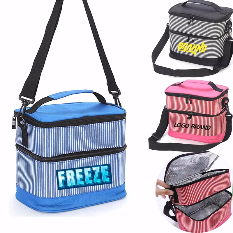 2 Layer Insulated Lunch Thermal Cooler Bag Grocery Tote Bag