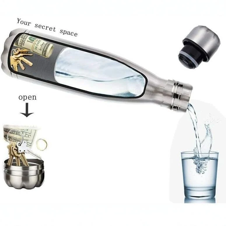 Stainless Steel Tumbler Water Bottle w/ Safe Bottom Storage 1