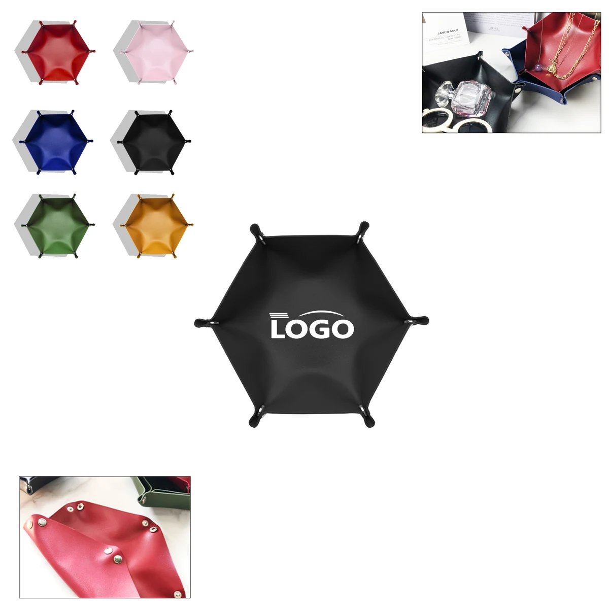 Hexagonal PU Leather Lipstick Cosmetics Storage Box 1