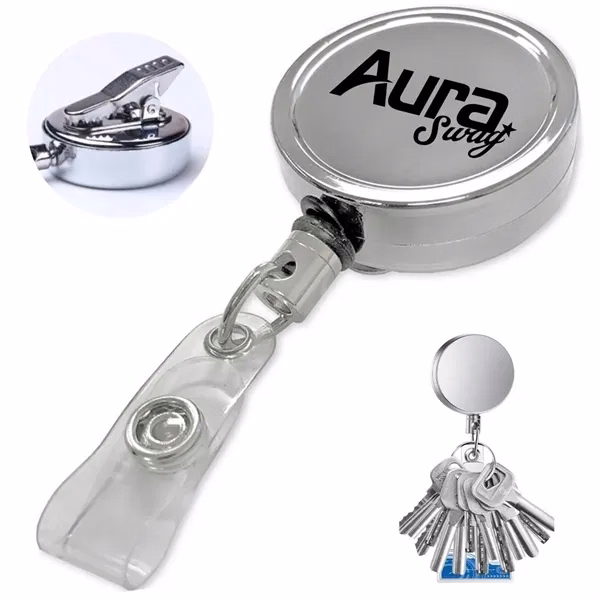 Custom Heavy Duty Metal Badge Reel with Steel Wire — Workplace ID Holder