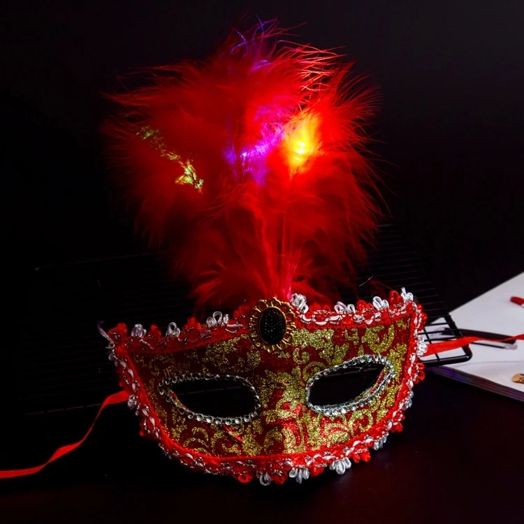 Light Up Feathers Fancy Mardi Gras Mask 1
