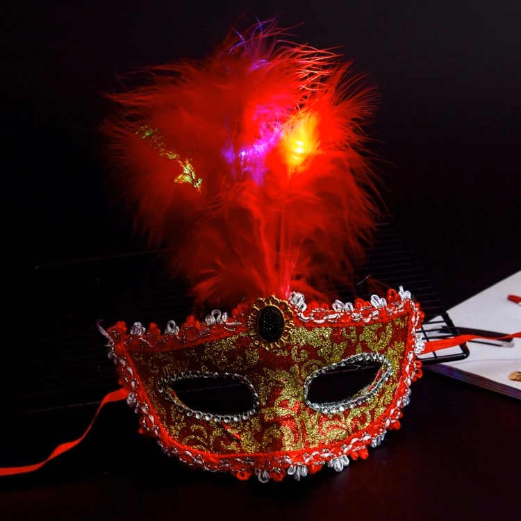 Light Up Feathers Fancy Mardi Gras Mask