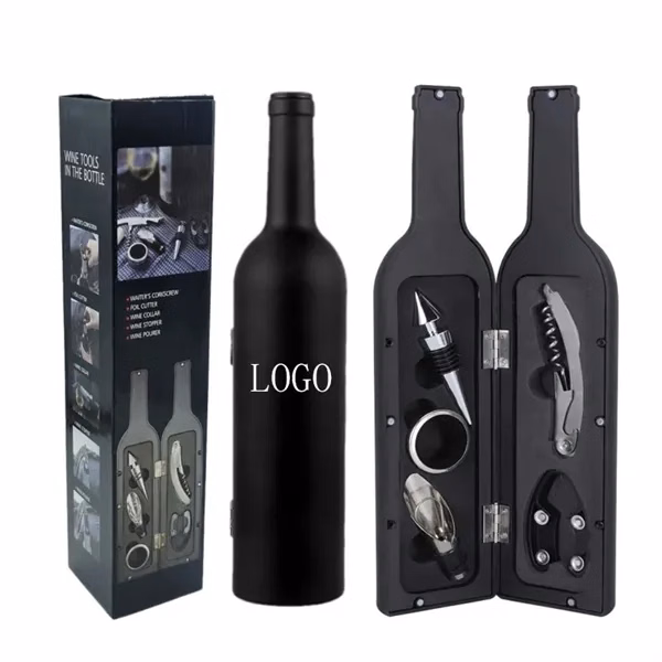 Custom Wine Opener Stopper Glass Set Five Piece Kit — Complete Entertaining Essentials