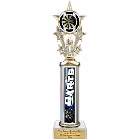 Trophy, 12" Action Matrix Darts Blue 1 co