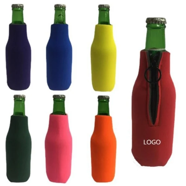 Neoprene Bottle Cooler With Zipper, custom can cooler with logo imprint 1
